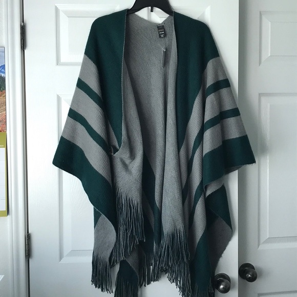 Mixit Sweaters - Mixit reversible wrap turquoise and grey